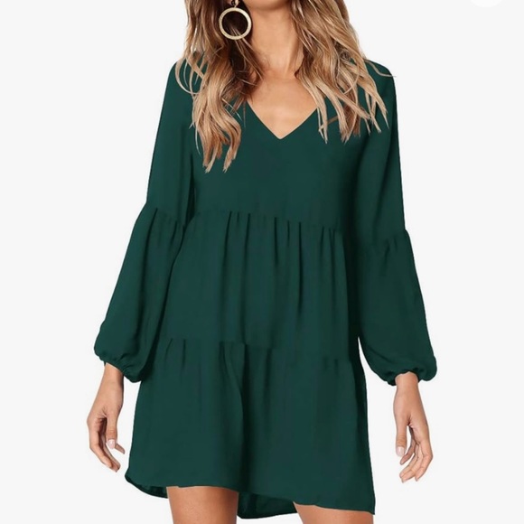 Women Dress V Neck Casual Loose Flowy Swing Shift Dresses size s - Picture 2 of 5